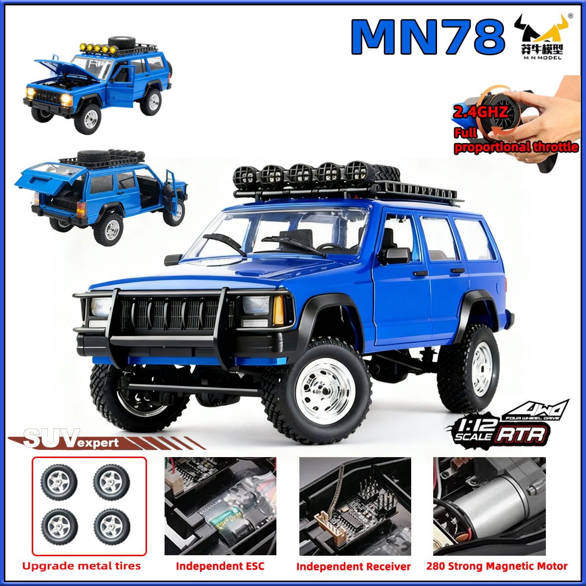Rc Hobby Track - Voiture télécommandée tout-terrain MN78 à l'échelle